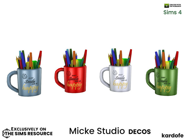 Sims 4 — kardofe_Micke Studio_Pencil holder by kardofe — Mug used as a pencil holder, in four colour options