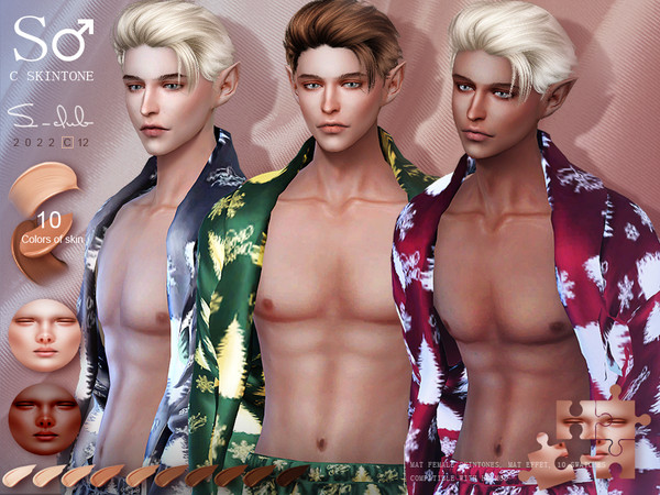 Sims 4 — Elf colorful male skintone by S-CLUB by S-Club — Merry Christmas in advance. Elf colorful male skintone with 10