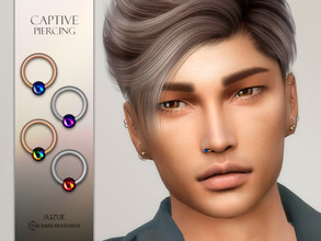 Sims 4 — Captive Nose Piercing (Right) by Suzue — -New Mesh (Suzue) -12 Swatches -For Female and Male -HQ Compatible