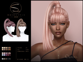 Sims 4 — Straight ponytail with bangs hairstyle(OLIVIA081222) by S-Club — Straight ponytail with bangs hairstyle with 24