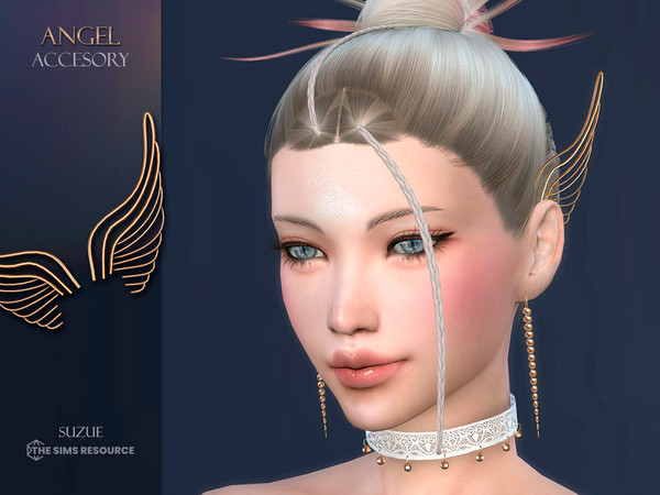 Sims 4 — Angel Accessory by Suzue — -New Mesh (Suzue) -7 Swatches -For Female and Male -Hat Category -HQ Compatible