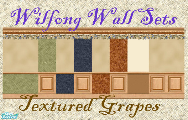 Sims 2 — Textured Grapes Wall Set by lwilfong — Textured walls with Grape border. Created by LWilfong