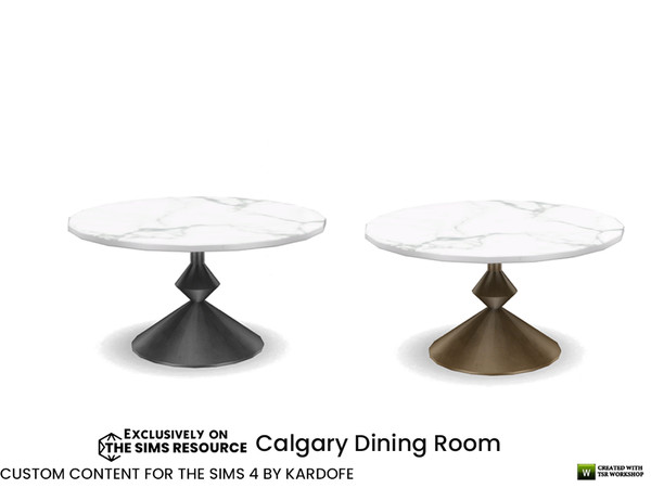 Sims 4 — kardofe_Calgary Dining Room_DiningTable by kardofe — Modern Luxe style table in marble and metal, in two