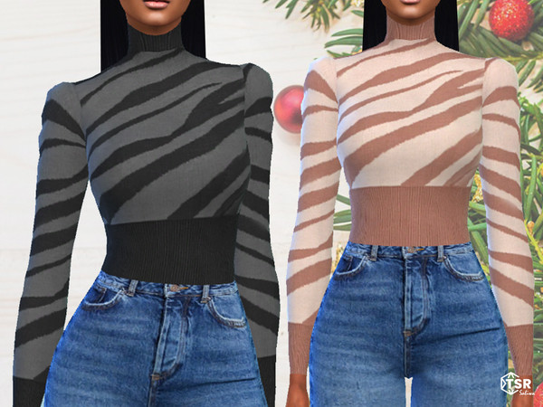 Sims 4 — Turtleneck Cropped Sweaters by saliwa — Turtleneck Cropped Sweaters 4 swatches