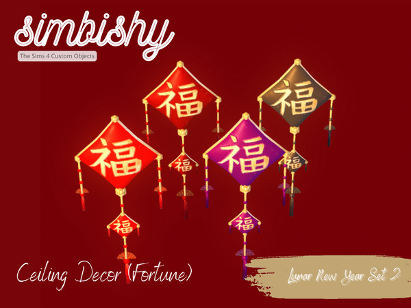 Sims 4 — Lunar New Year - Ceiling Decor (Fortune) by simbishy — Celebrating Lunar New Year 2023. This is a decorative
