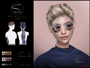 Sims 4 — Long wavy tail hair SASA (071222) by S-CLUB by S-Club — Long wavy tail hair SASA (071222), 24 colors, hope you