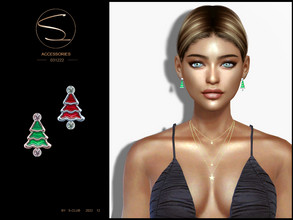 Sims 4 — Christmas tree earrings by S-CLUB by S-Club — Christmas tree earrings with 3 colors, hope you like, thank you!
