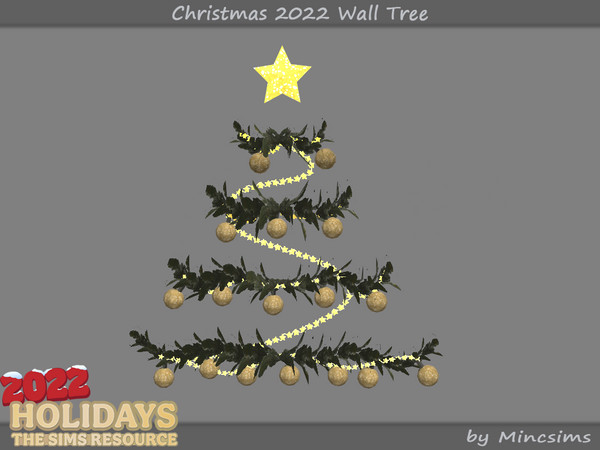 Sims 4 — Christmas 2022 Wall Tree by Mincsims — 1 swatch Basegame Compatible Animated