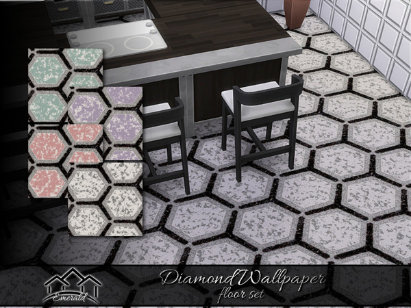 Sims 4 — Diamond Wallpaper floors set by Emerald — Dazzling diamond wallpaper is suitable for any rooms.