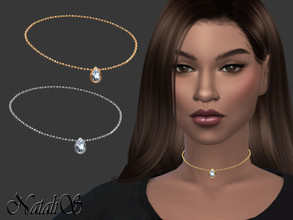 Sims 4 — |Patreon|Pear cut diamond solitaire pendant choker  by Natalis — |Patreon|Pear cut diamond solitaire pendant