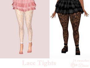 Sims 4 — Lace Tights by Dissia — Cute lace tights or leggins in black or white Available in 24 swatches (6 patterns,