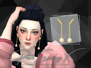 Sims 4 — Pearl earring X by aithsims — Pearl earrings for the gift to you EA mesh/texture edit + My mesh 9swatches unisex