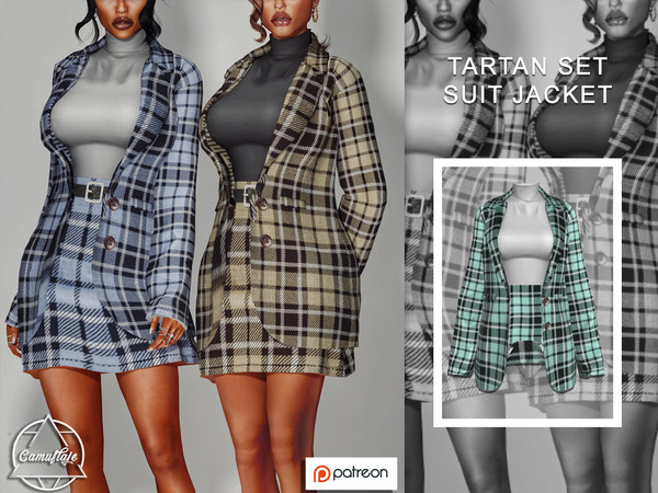 Sims 4 — [PATREON] Tartan Set - Suit Jacket *Early Access* by Camuflaje — * New mesh * Compatible with the base game * HQ