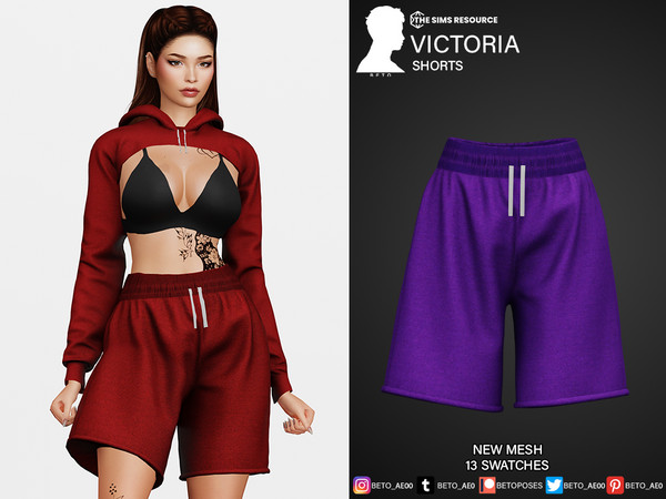 Sims 4 — Victoria (Short) by Beto_ae0 — Women's sports shorts, enjoy them - 13 colors - New Mesh - All Lods - All maps