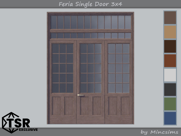 Sims 4 — Feria Single Door 3x4 by Mincsims — 8 swatches Basegame Compatible