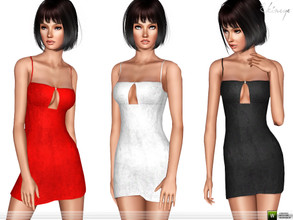 Sims 3 — Spaghetti Straps Velvet Mini Dress by ekinege — A velvet mini dress featuring a bodycon silhouette, spaghetti