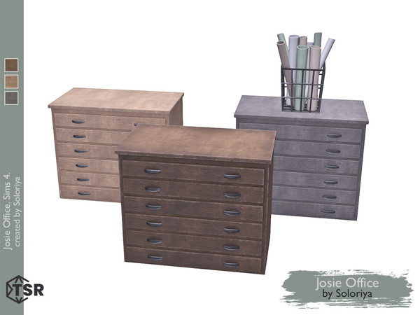 Sims 4 — Josie Office. Hallway Table by soloriya — Wooden hallway table. Part of Josie Office set. 3 color variations.