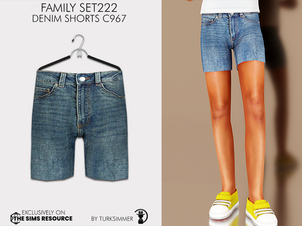 Sims 4 — Family SET222 - Denim Shorts C967 (recolor) by Daph's — 10 Swatches Compatible with HQ mod Works with all of