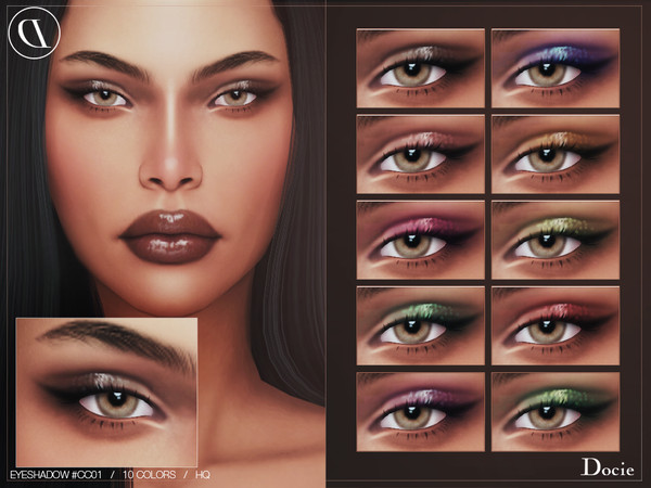 Sims 4 — Eyeshadow #CC01 by Docie — - Custom thumbnail - 10 color options - HQ texture - Compatible with HQ Mod