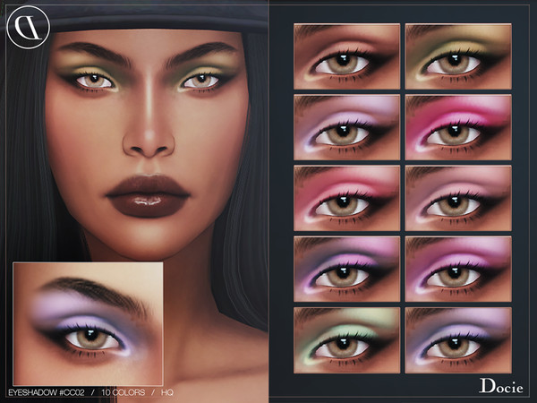 Sims 4 — Eyeshadow #CC02 by Docie — - Custom thumbnail - 10 color options - HQ texture - Compatible with HQ Mod