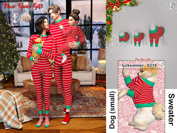 Sims 4 — [PATREON] NEW YEAR GIFT - Dog Sweater (Small) S218 by Daph's — 4 Swatches Compatible with HQ mod Works with all