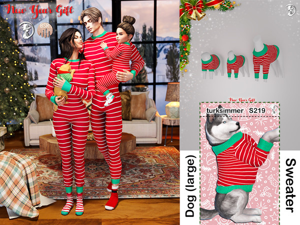 Sims 4 — [PATREON] NEW YEAR GIFT - Dog Sweater (Large) S219 by Daph's — 4 Swatches Compatible with HQ mod Works with all
