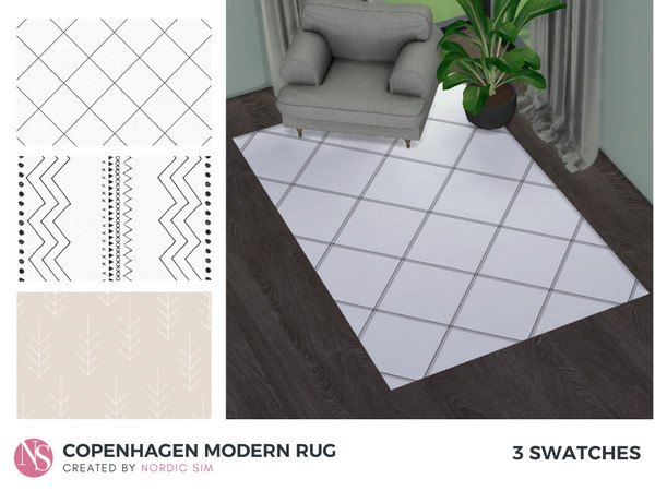 Sims 4 — Copenhagen modern rug by nordicsim1 — Modern carpet in Scandinavian style for the Sims 4. 3 different swatches