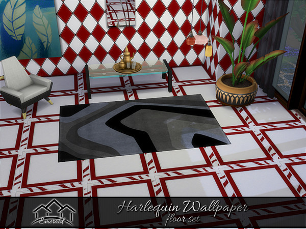 Sims 4 — Harlequin Floors 3 by Emerald — Make a statement enhance your interior design with harlequin wallpaper floors.