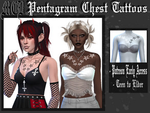 Sims 4 — Pentagram Chest Tattoos (PATREON) by MaruChanBe2 — Chest tattoos with 8 pentagrams <3 4 variations. This is