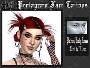 Sims 4 — Pentagram Face Tattoos (PATREON) by MaruChanBe2 — Face tattoo with pentagrams <3 2 variations. This is