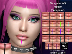 Sims 4 — Facepaint N9 - Maeve (Facepaint) by PinkyCustomWorld — This facepaint has small dots around the eyes and a line