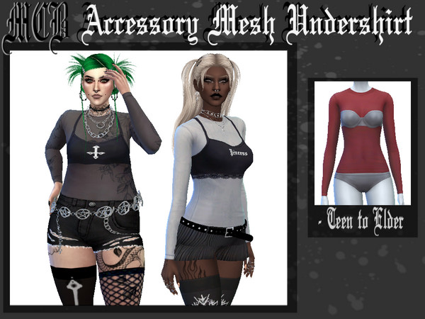 Sims 4 — Accessory Mesh Undershirt by MaruChanBe2 — Mesh undershirt for your alternative sims <3 Three variations. In