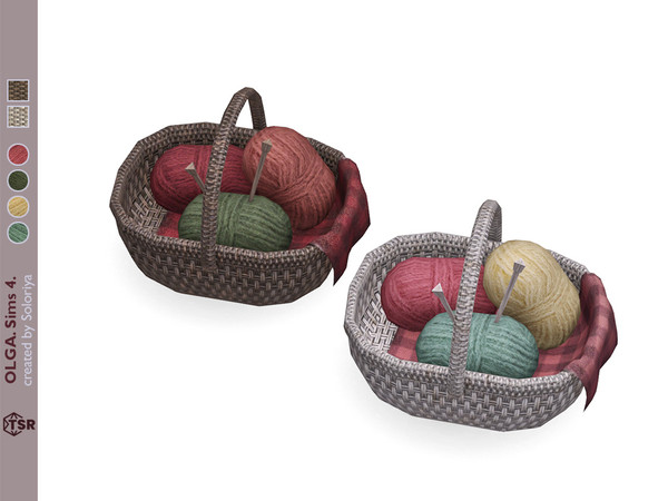 Sims 4 — Olga. Basket, v1 by soloriya — Basket, version one. Part of Olga set. 2 color variations. Category: Decorative -