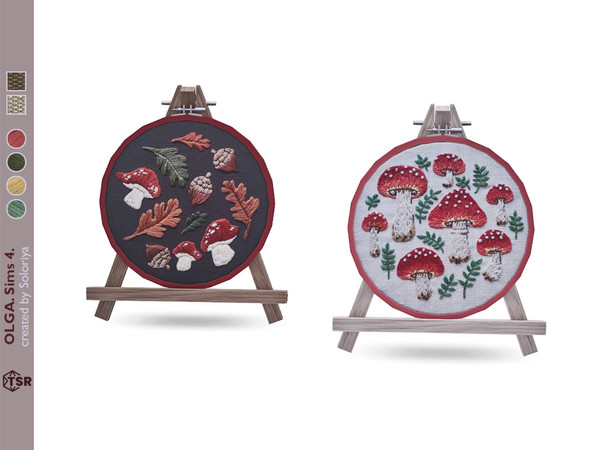 Sims 4 — Olga. Embroidery by soloriya — Decorative embroidery. Part of Olga set. 2 color variations. Category: Decorative