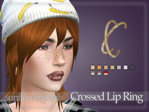 Sims 4 — Crossed Lip Ring by SunflowerPetalsCC — A double right sided lip ring in 10 metal swatches
