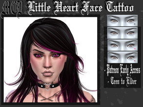 Sims 4 — Little Heart Face Tattoo (PATREON) by MaruChanBe2 — Cute little face tattoo with heart <3 In lower chest