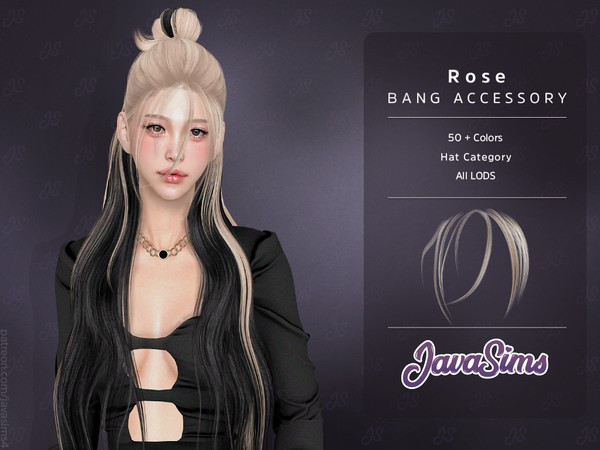 Sims 4 — Rose (Bang Accessory) by Ursidxe — - All Genders -Hat Category -T/YA/A/E -50+ Colors -New Mesh! -Custom
