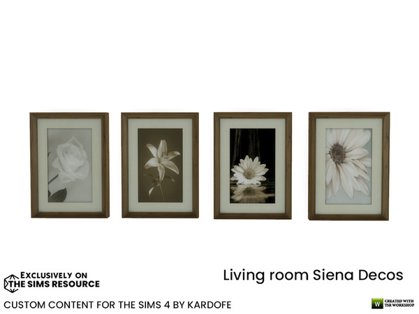 Sims 4 — kardofe_Living room Siena_Picture by kardofe — Picture with sepia-toned floral prints, four different options