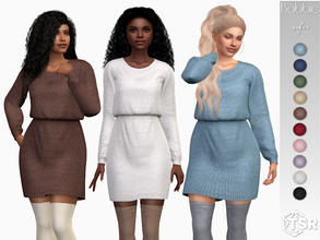 Sims 4 — Bobbie Dress by Sifix2 — A long-sleeved knitted wool dress. Comes in 10 colors for teen, young adult and adult