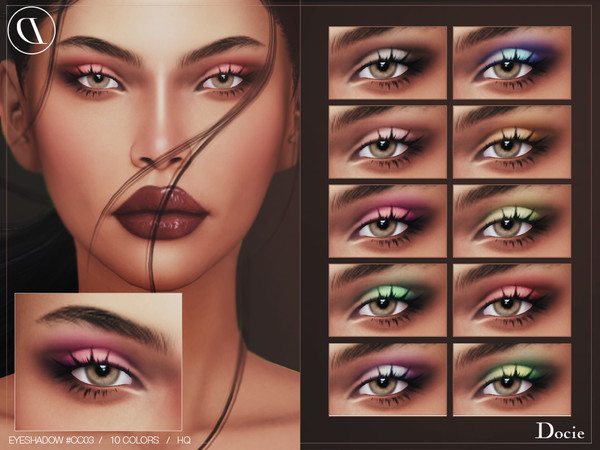 Sims 4 — Eyeshadow #CC03 by Docie — - Custom thumbnail - 10 color options - HQ texture - Compatible with HQ Mod