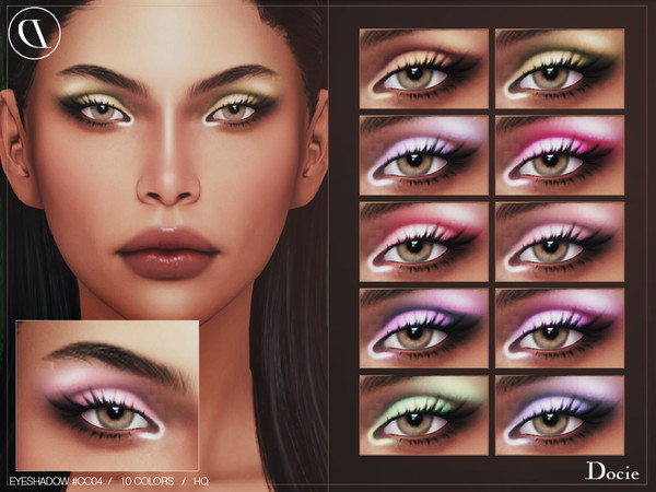 Sims 4 — Eyeshadow #CC04 by Docie — - Custom thumbnail - 10 color options - HQ texture - Compatible with HQ Mod