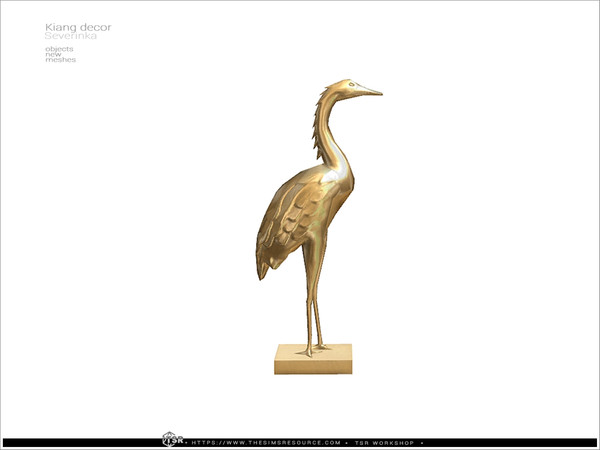 Sims 4 — Kiang - Crane sculpture by Severinka_ — Crane gold sculpture From the set 'Kiang decor' Build / Buy category: