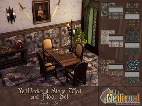Sims 4 — Ye Medieval Stone Wall and Floor Set by nolcanol — Ye Medieval Stone Wall and Floor Set: 6 swatches of Wall and