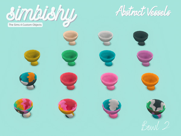 Sims 4 — Abstract Vessels - Bowl 2 by simbishy — An abstract decorative art piece in melted colourful patterns.
