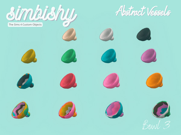 Sims 4 — Abstract Vessels - Bowl 3 by simbishy — An abstract decorative art piece in melted colourful patterns.