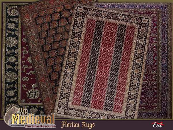 Sims 4 — Florian rugs by evi — Rugs with medieval design influences . 4 recolour options