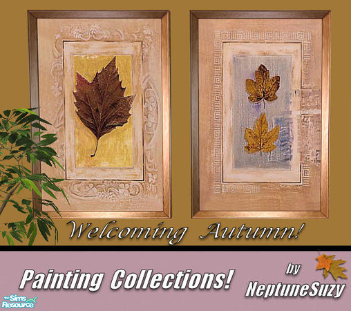 Sims 2 — NSC Painting Set72 - Welcoming Autumn by Neptunesuzy — Your Sims will love these Autumn Leaf Paintings! Enjoy!