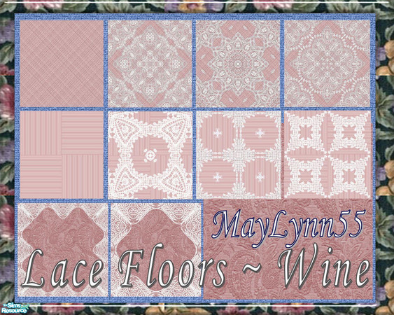Sims 2 — Lace Floors - Wine by maylynn55 — These floors are all wine with all of the same backgrounds used in the wall