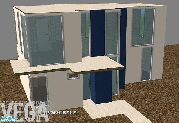 Sims 2 — Vega Starter House 01 by Mokleab — The comforts of home for less than $20,000. 1 loft bedroom, 1.5 bathroom, 1
