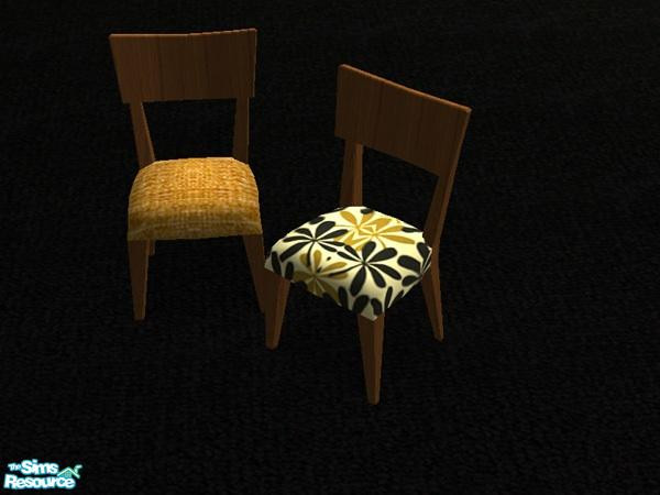 Sims 2 — Teak Living Room - chair seat 1 by alexpilgrim68 — Oaktowne chair seat in mustard wool chenille. 